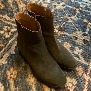 SOLD -Khaki Green suede ankle boots